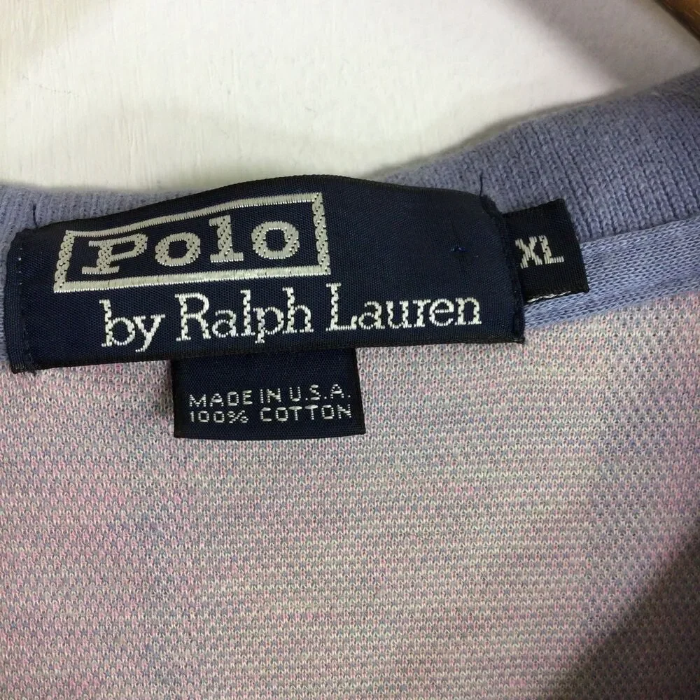 Polo by Ralph Lauren Mens Vintage 90’s Polo Shirt Pastel Pink Blue Plaid Size XL
